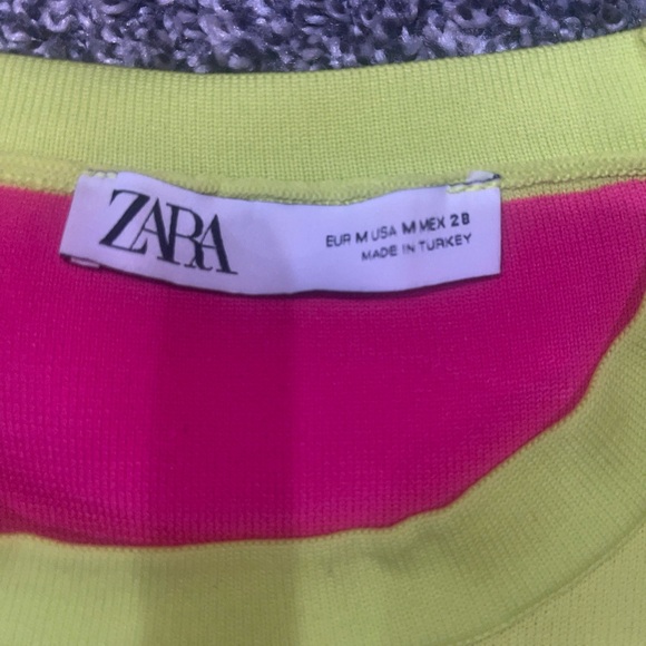 Zara 2 Pc Set Stretch Skirt & Top In Acid Green/ Yellow Color Women Sz S/ M - Picture 10 of 11